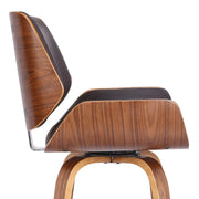 Tyler 30" Bar Height Swivel Brown Faux Leather and Walnut Wood Bar Stool - Furniture City (CA)l