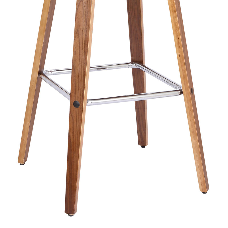 Tyler 30" Bar Height Swivel Brown Faux Leather and Walnut Wood Bar Stool - Furniture City (CA)l