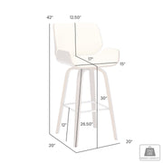 Tyler 30" Bar Height Swivel Brown Faux Leather and Walnut Wood Bar Stool - Furniture City (CA)l