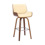 Tyler 26" Counter Height Swivel Cream Faux Leather and Walnut Wood Bar Stool - Furniture City (CA)l
