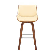 Tyler 26" Counter Height Swivel Cream Faux Leather and Walnut Wood Bar Stool - Furniture City (CA)l