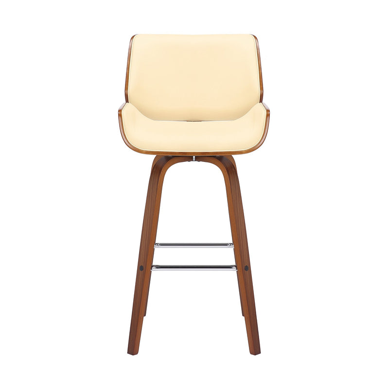 Tyler 26" Counter Height Swivel Cream Faux Leather and Walnut Wood Bar Stool - Furniture City (CA)l