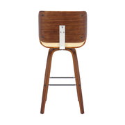 Tyler 26" Counter Height Swivel Cream Faux Leather and Walnut Wood Bar Stool - Furniture City (CA)l