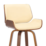 Tyler 26" Counter Height Swivel Cream Faux Leather and Walnut Wood Bar Stool - Furniture City (CA)l