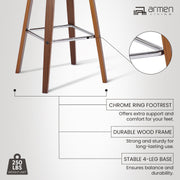 Tyler 30" Bar Height Swivel Cream Faux Leather and Walnut Wood Bar Stool - Furniture City (CA)l