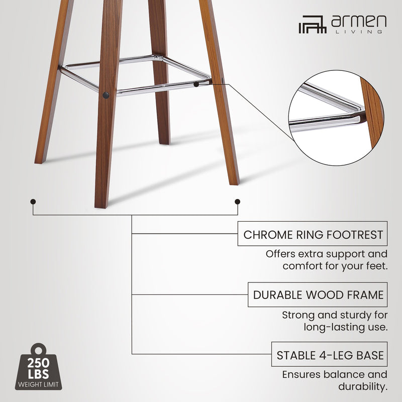 Tyler 30" Bar Height Swivel Cream Faux Leather and Walnut Wood Bar Stool - Furniture City (CA)l