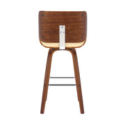 Tyler 30" Bar Height Swivel Cream Faux Leather and Walnut Wood Bar Stool - Furniture City (CA)l