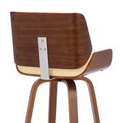Tyler 30" Bar Height Swivel Cream Faux Leather and Walnut Wood Bar Stool - Furniture City (CA)l