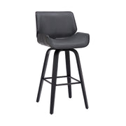 Tyler 26" Counter Height Swivel Gray Faux Leather and Black Wood Bar Stool - Furniture City (CA)l