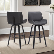 Tyler 26" Counter Height Swivel Gray Faux Leather and Black Wood Bar Stool - Furniture City (CA)l