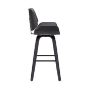 Tyler 26" Counter Height Swivel Gray Faux Leather and Black Wood Bar Stool - Furniture City (CA)l