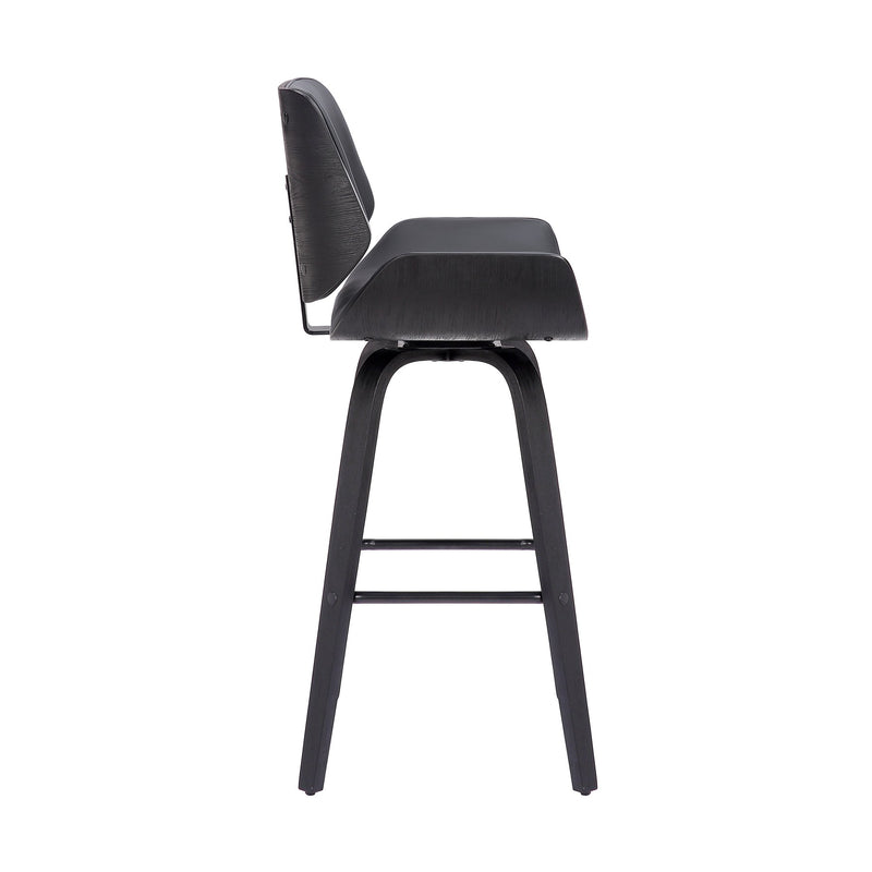 Tyler 26" Counter Height Swivel Gray Faux Leather and Black Wood Bar Stool - Furniture City (CA)l