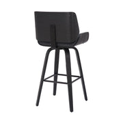 Tyler 26" Counter Height Swivel Gray Faux Leather and Black Wood Bar Stool - Furniture City (CA)l