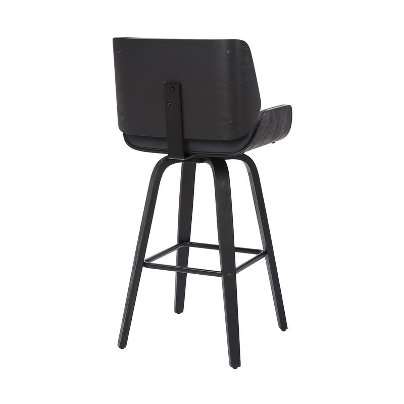 Tyler 26" Counter Height Swivel Gray Faux Leather and Black Wood Bar Stool - Furniture City (CA)l