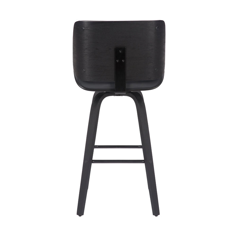 Tyler 26" Counter Height Swivel Gray Faux Leather and Black Wood Bar Stool - Furniture City (CA)l