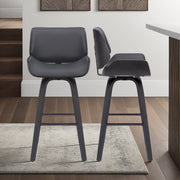 Tyler 30" Bar Height Swivel Gray Faux Leather and Black Wood Bar Stool - Furniture City (CA)l