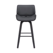 Tyler 30" Bar Height Swivel Gray Faux Leather and Black Wood Bar Stool - Furniture City (CA)l
