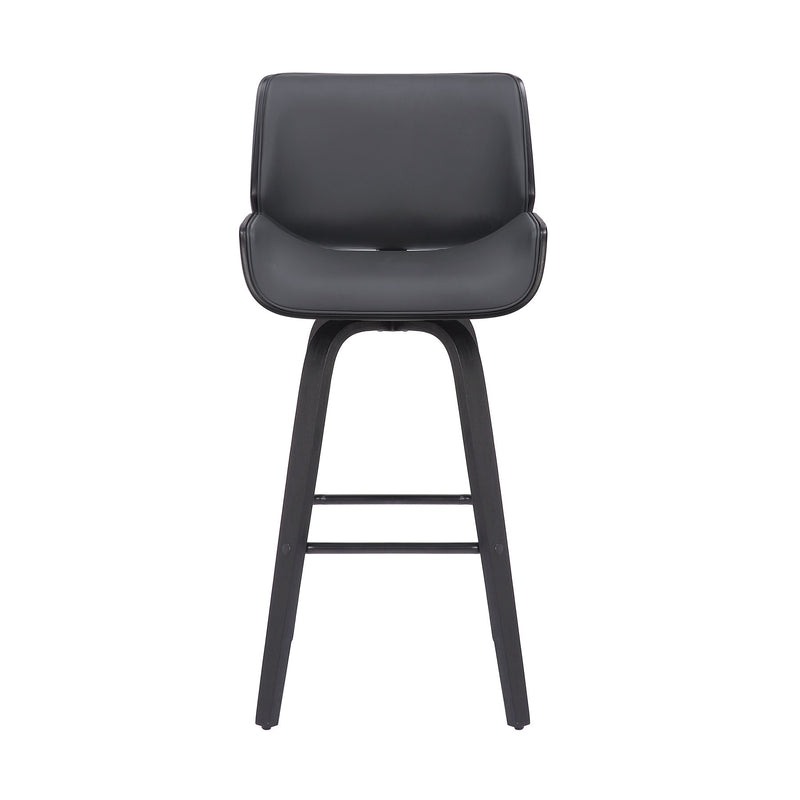 Tyler 30" Bar Height Swivel Gray Faux Leather and Black Wood Bar Stool - Furniture City (CA)l