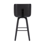 Tyler 30" Bar Height Swivel Gray Faux Leather and Black Wood Bar Stool - Furniture City (CA)l