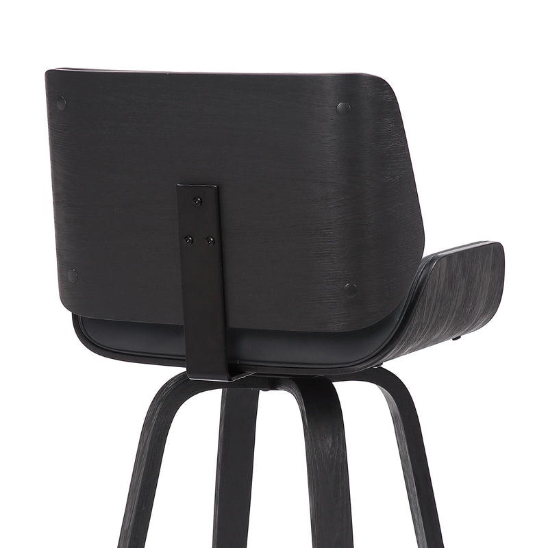 Tyler 30" Bar Height Swivel Gray Faux Leather and Black Wood Bar Stool - Furniture City (CA)l