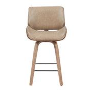 Tyler Modern Counter Height Swivel  Bar Stool with White Wash Finished Wood and Vintage Brown Upholstery - Furniture City (CA)l