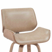 Tyler Modern Counter Height Swivel  Bar Stool with White Wash Finished Wood and Vintage Brown Upholstery - Furniture City (CA)l