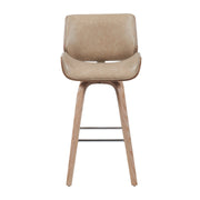 Tyler Modern Swivel Bar Stool with White Wash Finished Wood and Vintage Brown Upholstery - Furniture City (CA)l