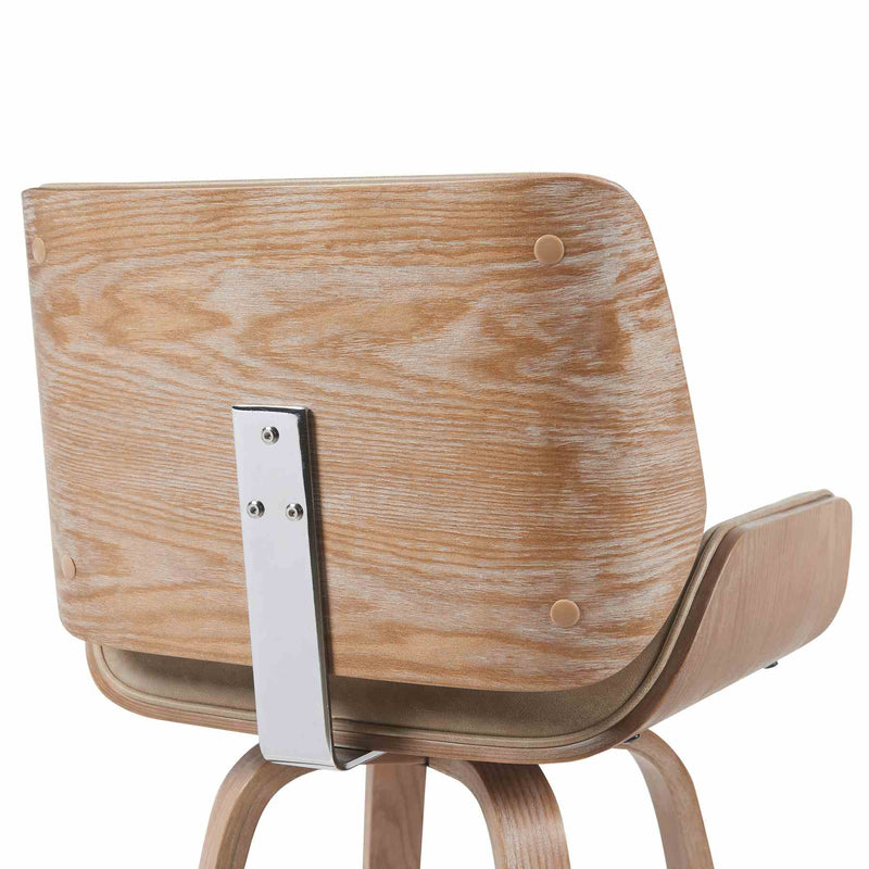 Tyler Modern Swivel Bar Stool with White Wash Finished Wood and Vintage Brown Upholstery - Furniture City (CA)l