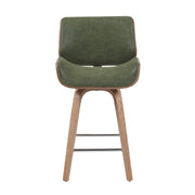 Tyler Modern Counter Height Swivel Bar Stool with White Wash Finished Wood and Vintage Green Upholstery - Furniture City (CA)l