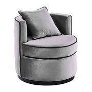 Truly Contemporary Swivel Chair in Gray Velvet and Black Velvet Piping - Furniture City (CA)l