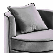 Truly Contemporary Swivel Chair in Gray Velvet and Black Velvet Piping - Furniture City (CA)l