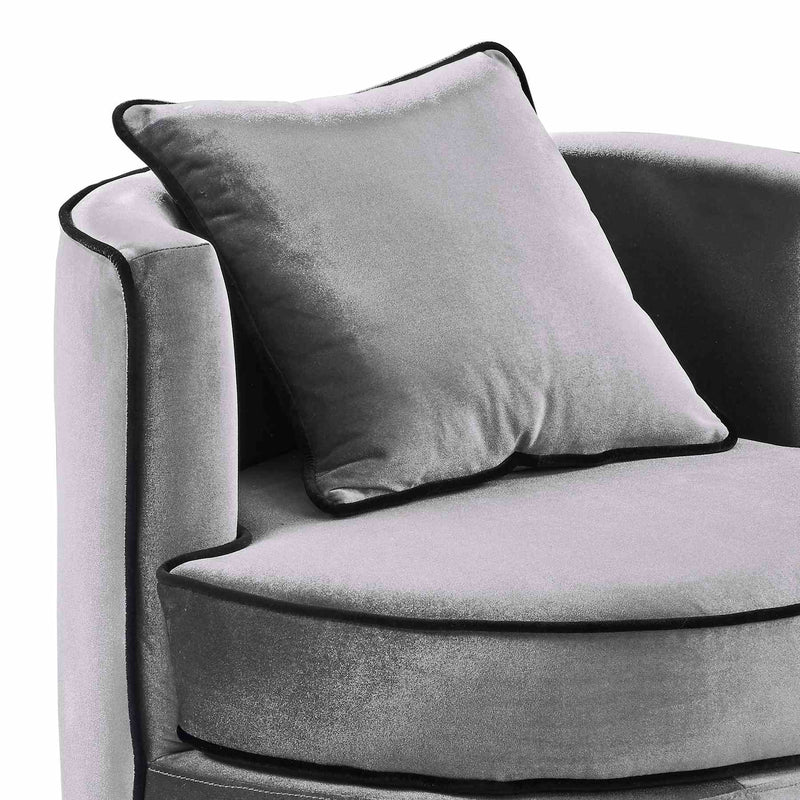 Truly Contemporary Swivel Chair in Gray Velvet and Black Velvet Piping - Furniture City (CA)l