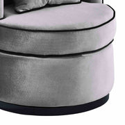 Truly Contemporary Swivel Chair in Gray Velvet and Black Velvet Piping - Furniture City (CA)l