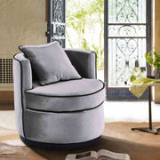 Truly Contemporary Swivel Chair in Gray Velvet and Black Velvet Piping - Furniture City (CA)l