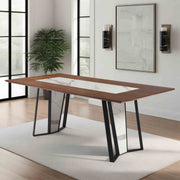 Tanya  Transitional 79 in. Rectangular Dining Table with Brown Wood and White Sintered Stone Table Top - Seats up to 6 - Furniture City (CA)l