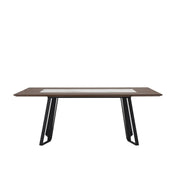 Tanya  Transitional 79 in. Rectangular Dining Table with Brown Wood and White Sintered Stone Table Top - Seats up to 6 - Furniture City (CA)l