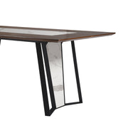 Tanya  Transitional 79 in. Rectangular Dining Table with Brown Wood and White Sintered Stone Table Top - Seats up to 6 - Furniture City (CA)l