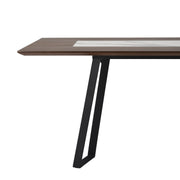 Tanya  Transitional 79 in. Rectangular Dining Table with Brown Wood and White Sintered Stone Table Top - Seats up to 6 - Furniture City (CA)l
