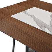 Tanya  Transitional 79 in. Rectangular Dining Table with Brown Wood and White Sintered Stone Table Top - Seats up to 6 - Furniture City (CA)l