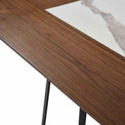 Tanya  Transitional 79 in. Rectangular Dining Table with Brown Wood and White Sintered Stone Table Top - Seats up to 6 - Furniture City (CA)l