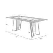 Tanya  Transitional 79 in. Rectangular Dining Table with Brown Wood and White Sintered Stone Table Top - Seats up to 6 - Furniture City (CA)l