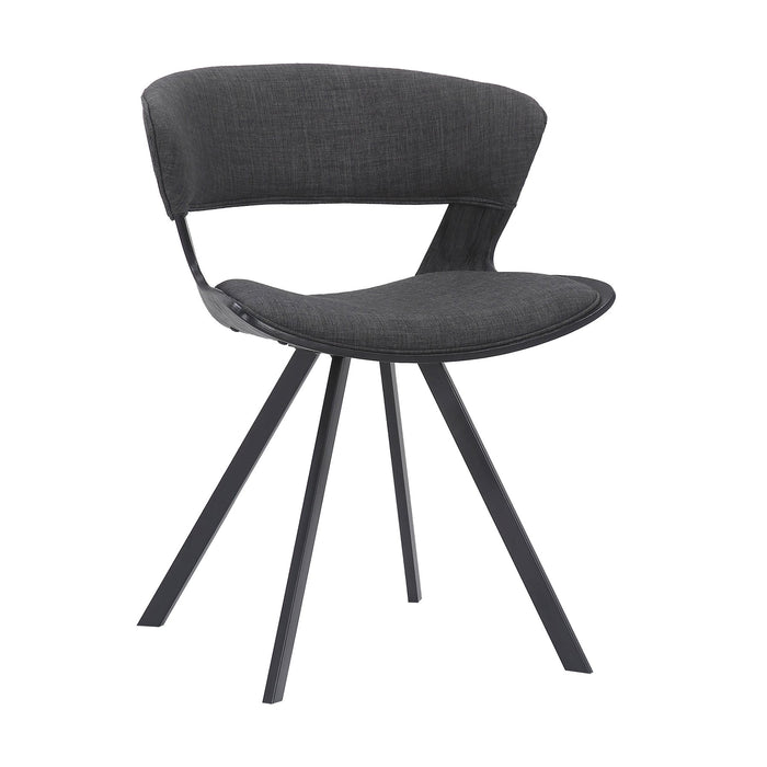 Ulric Black Wood and Metal Modern Dining Room Accent Chair in Charcoal Gray