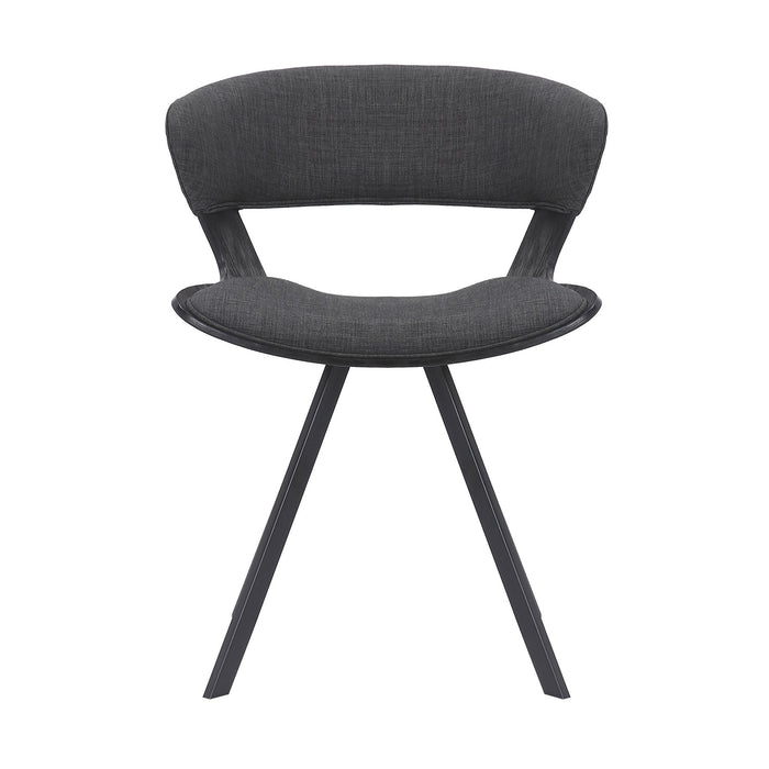 Ulric Black Wood and Metal Modern Dining Room Accent Chair in Charcoal Gray