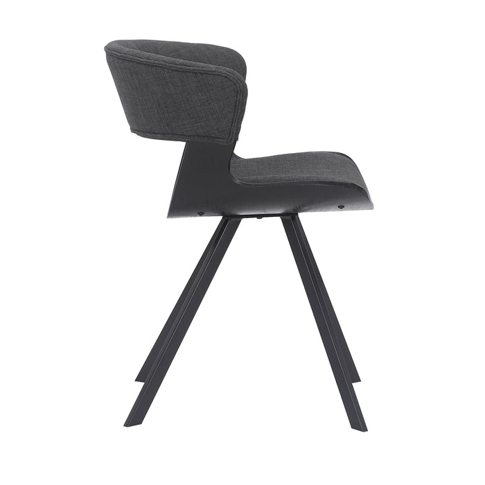 Ulric Black Wood and Metal Modern Dining Room Accent Chair in Charcoal Gray