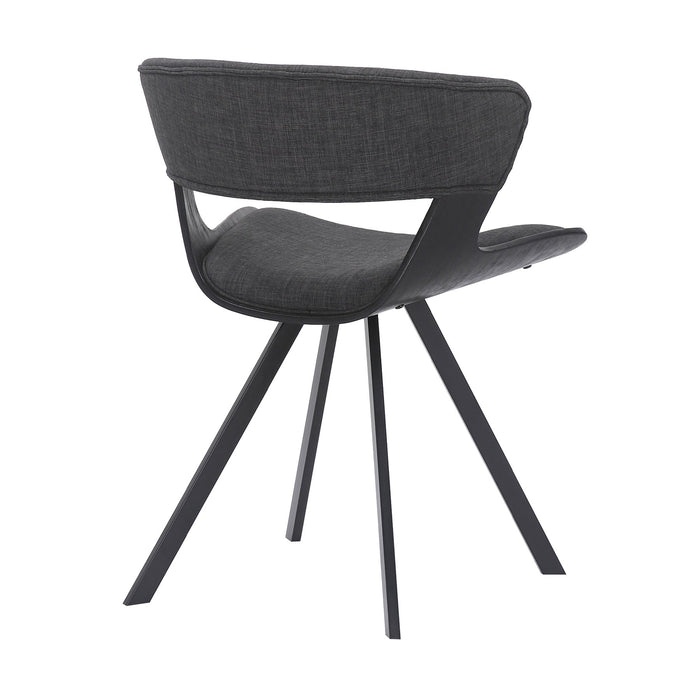 Ulric Black Wood and Metal Modern Dining Room Accent Chair in Charcoal Gray