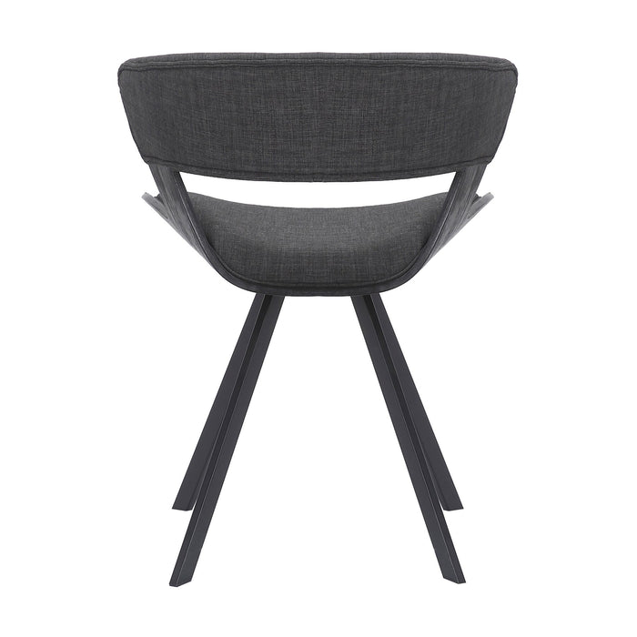 Ulric Black Wood and Metal Modern Dining Room Accent Chair in Charcoal Gray