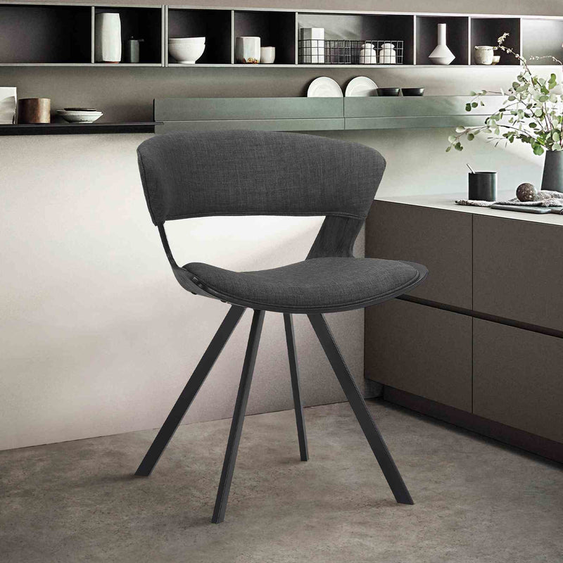 Ulric Black Wood and Metal Modern Dining Room Accent Chair in Charcoal Gray - Furniture City (CA)l