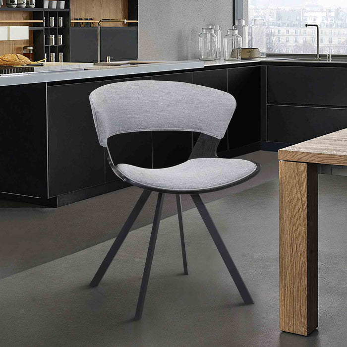 Ulric Black Wood and Metal Modern Dining Room Accent Chair in Gray