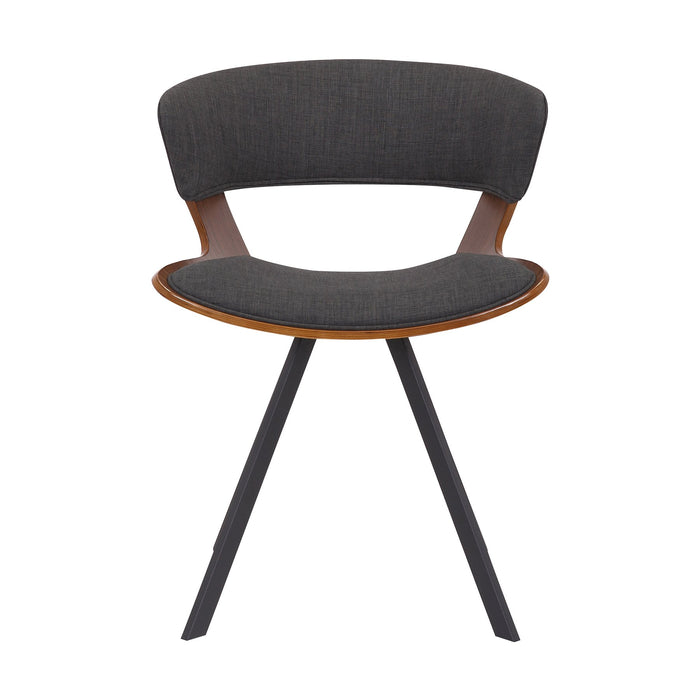 Ulric Wood and Metal Modern Dining Room Accent Chair in Charcoal Gray