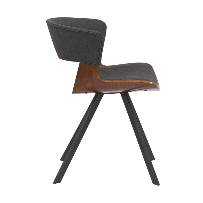 Ulric Wood and Metal Modern Dining Room Accent Chair in Charcoal Gray